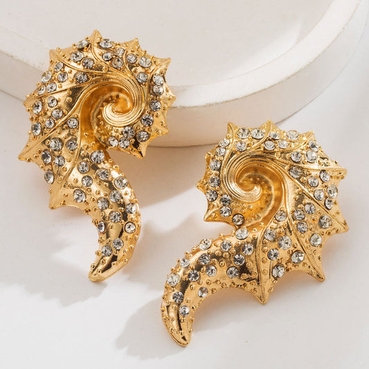 Seahorse Rhinestone Stud Earrings