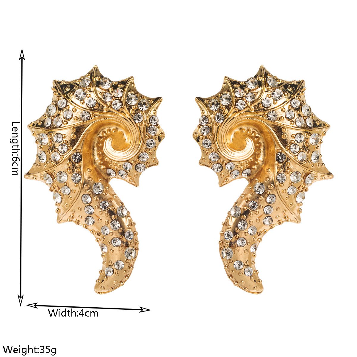 Seahorse Rhinestone Stud Earrings