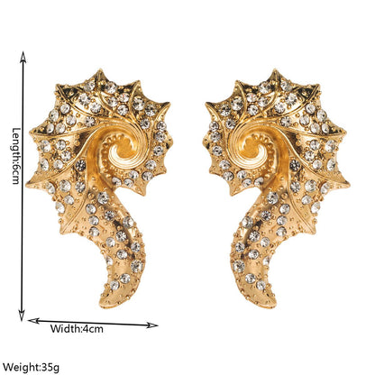 Seahorse Rhinestone Stud Earrings