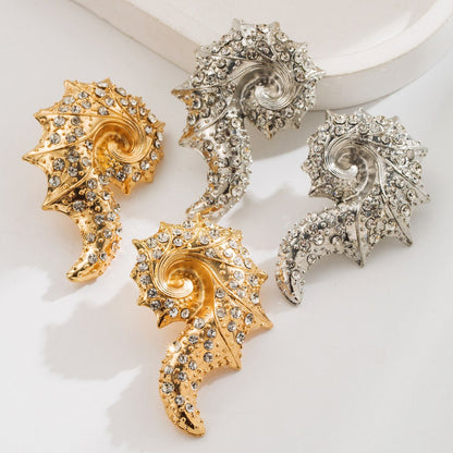 Seahorse Rhinestone Stud Earrings