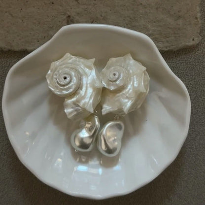 Natural Conch Pearl Earrings
