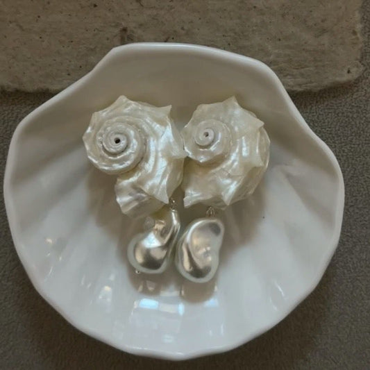 Natural Conch Pearl Earrings