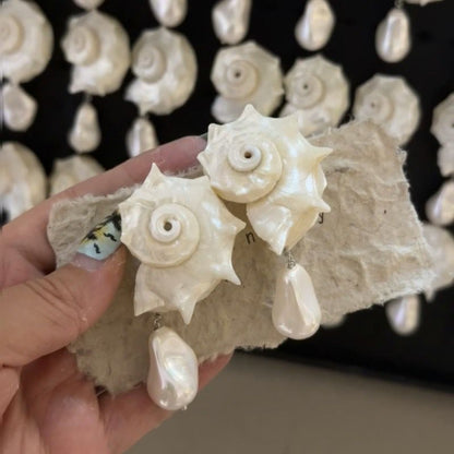 Natural Conch Pearl Earrings