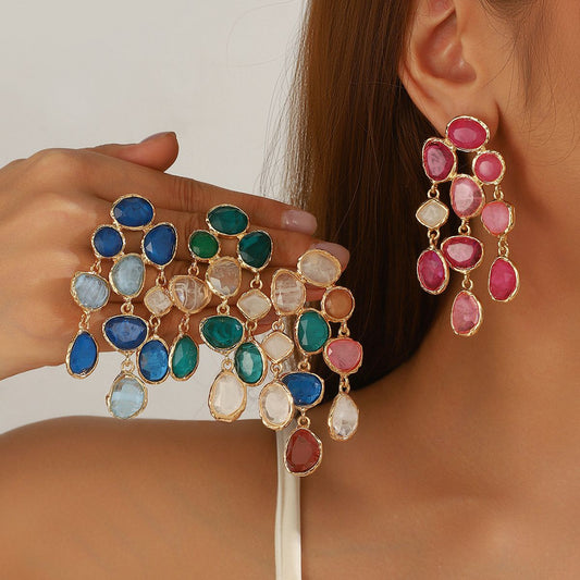 Multi-Stone Cascade Drop Earrings