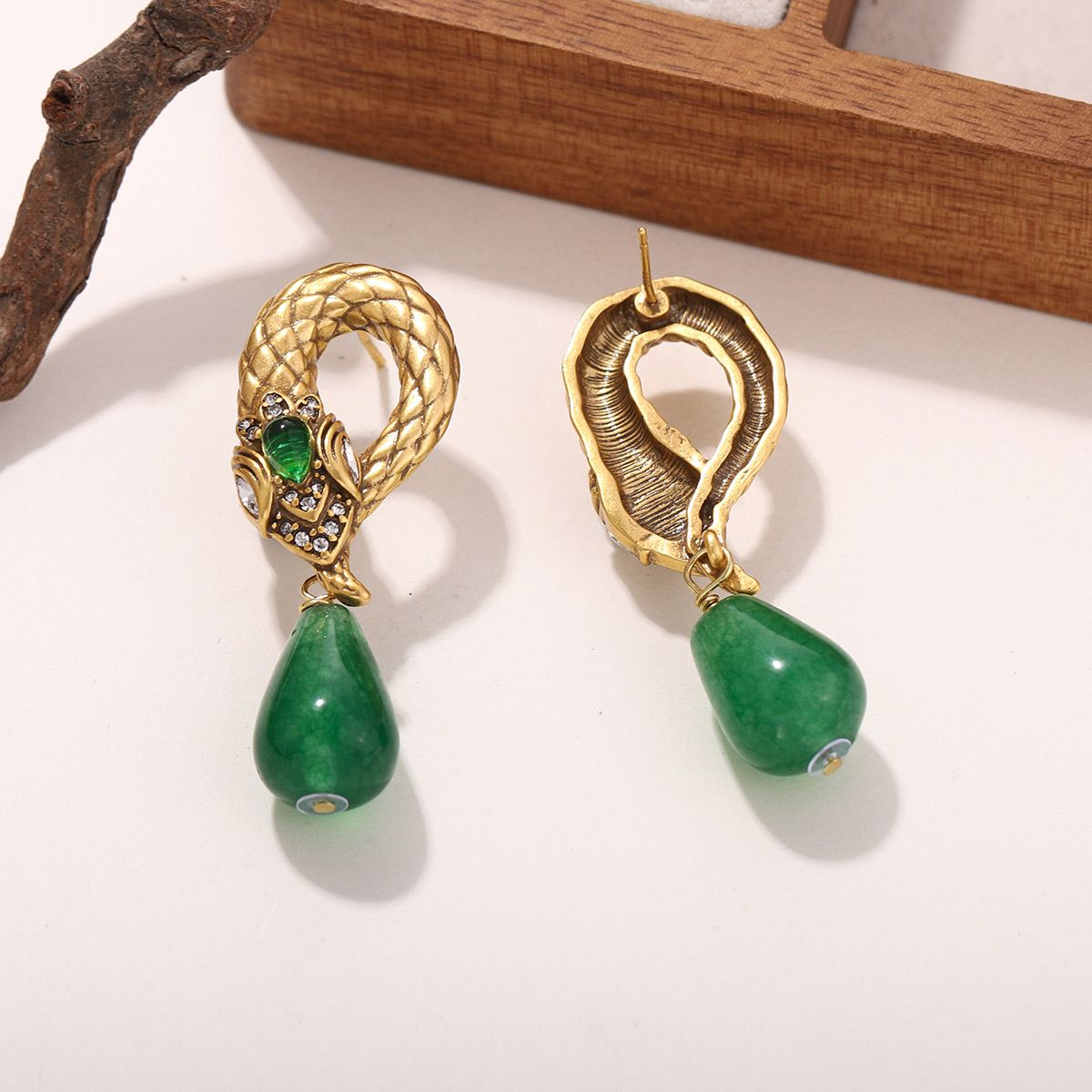 Serpentine 18K Gold Plated Earrings