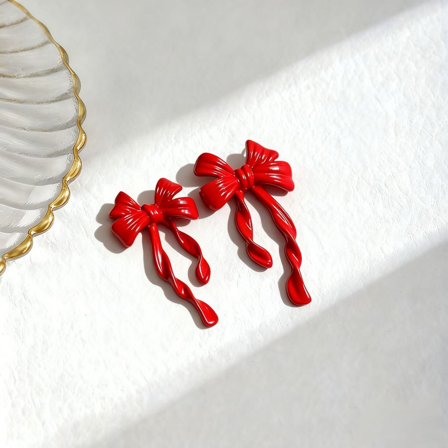 Scarlet Ribbon Bow Earrings