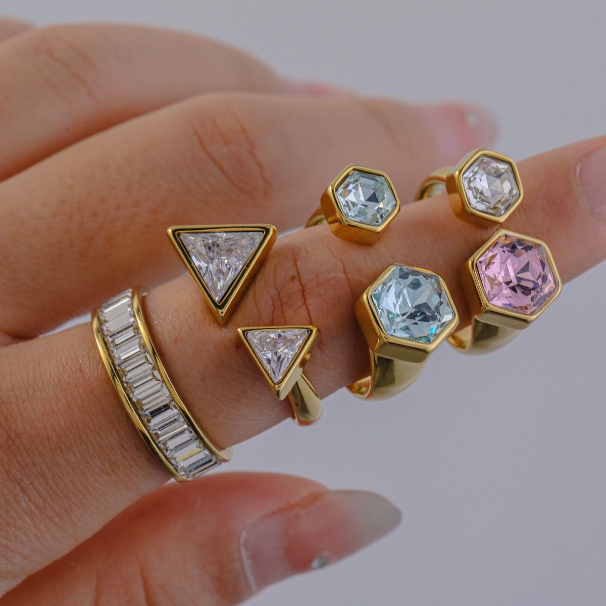Blush Prism Open Ring (18K Gold Plated)