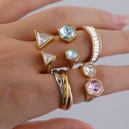 Blush Prism Open Ring (18K Gold Plated)