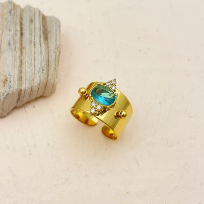 Aqua Gleam Adjustable Ring