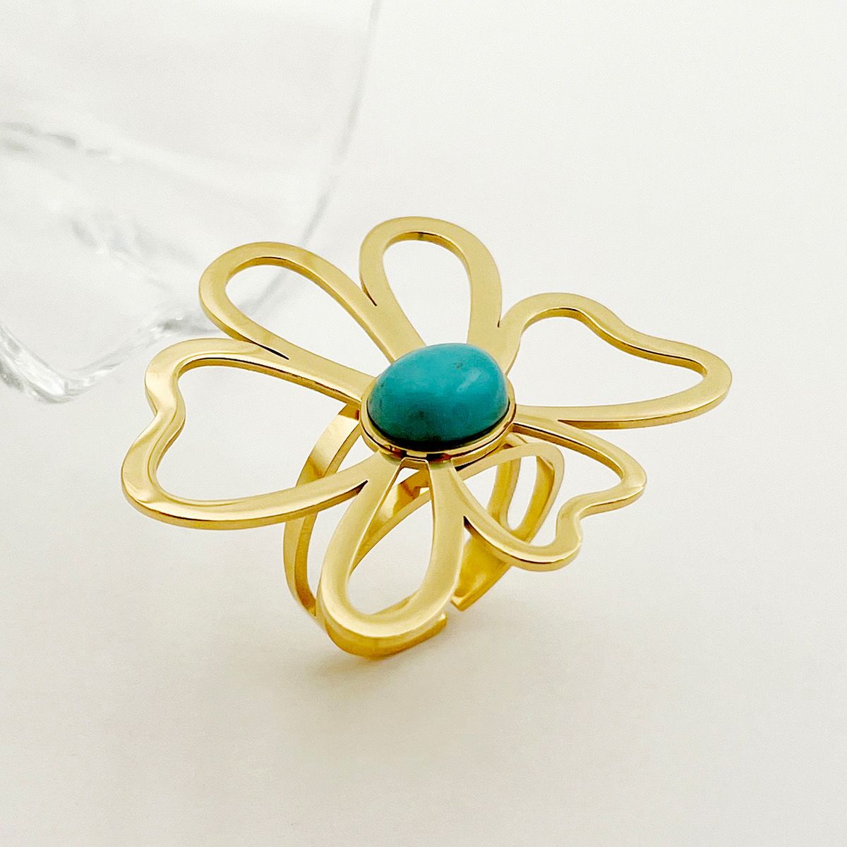 Turquoise Bloom Flower Ring