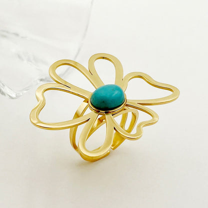 Turquoise Bloom Flower Ring