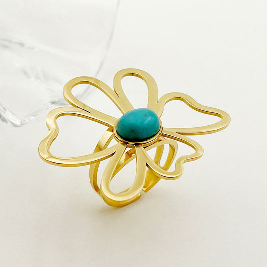 Turquoise Bloom Flower Ring