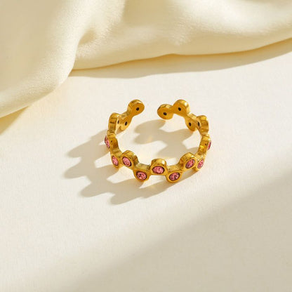 Multi-Color Crystal Open Ring
