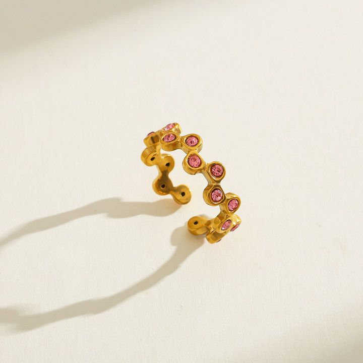 Multi-Color Crystal Open Ring