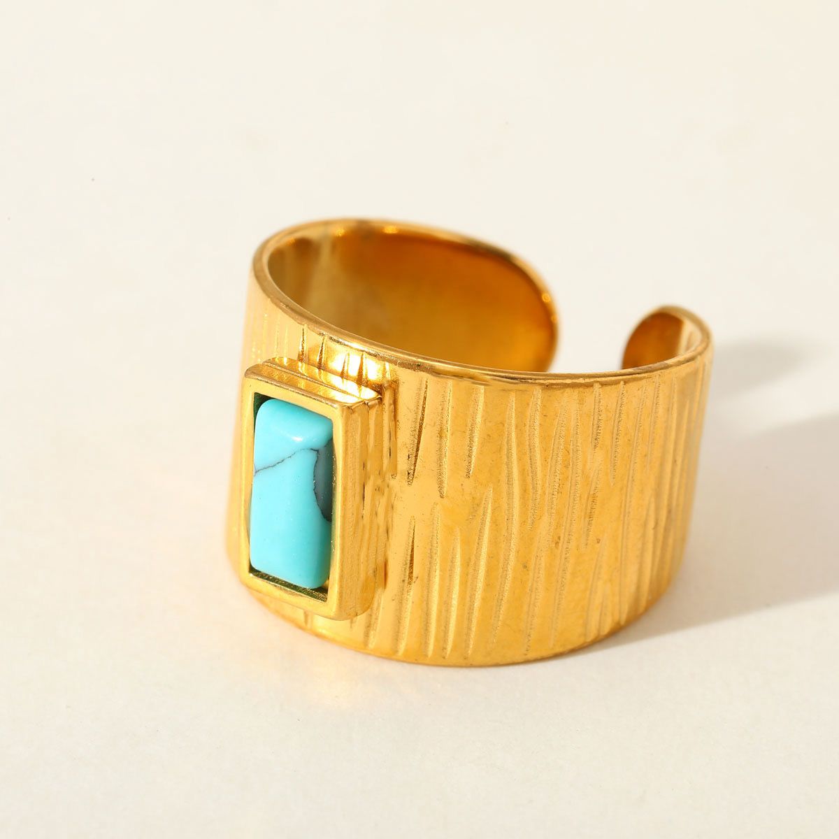 Turquoise Edge Open Ring