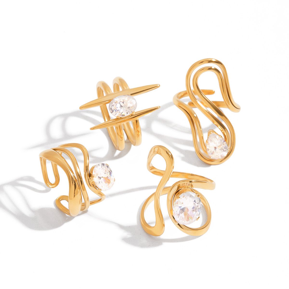 Geometric Zircon Statement Ring (Adjustable)