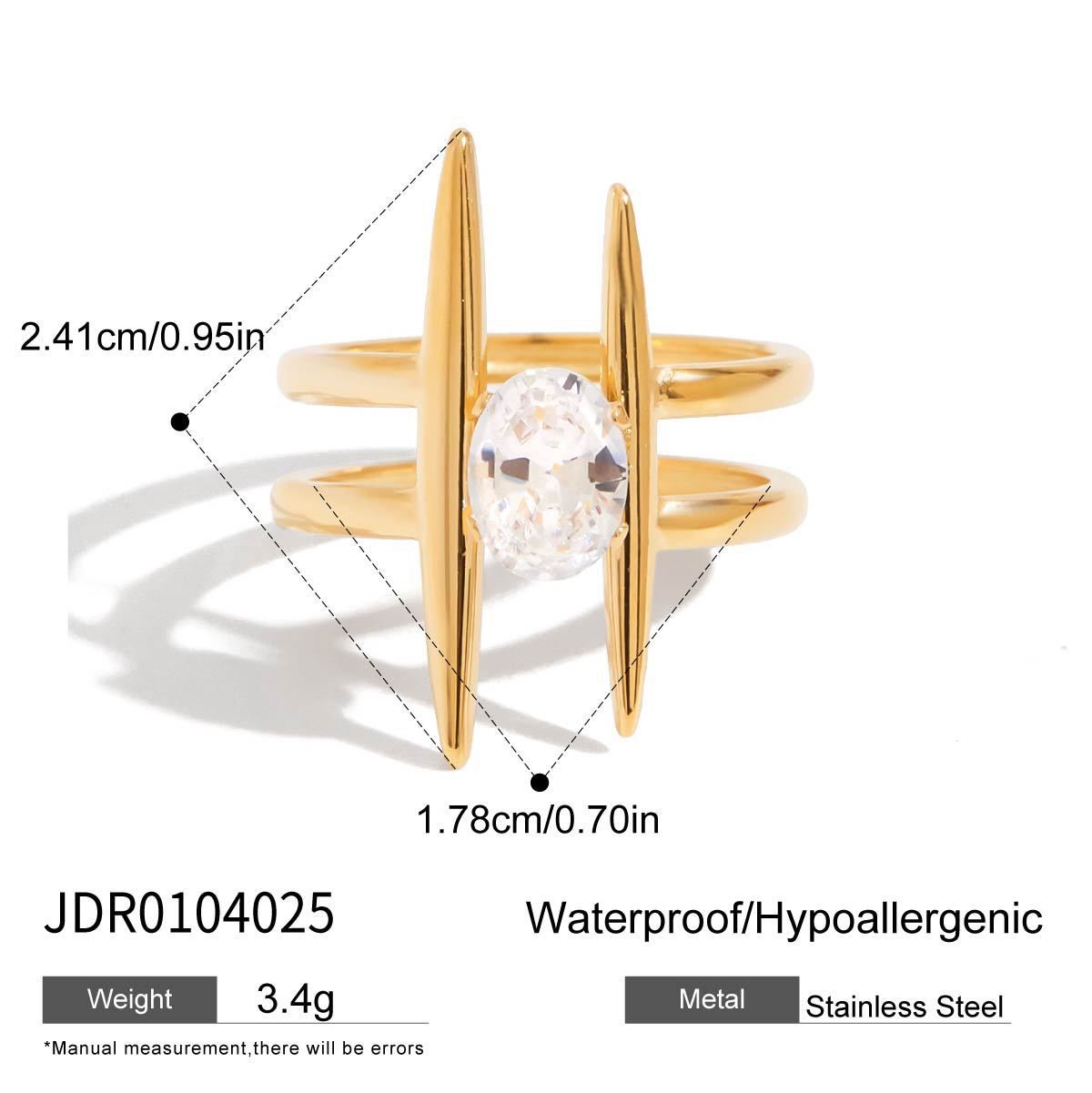 Geometric Zircon Statement Ring (Adjustable)