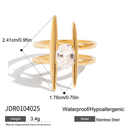 Geometric Zircon Statement Ring (Adjustable)