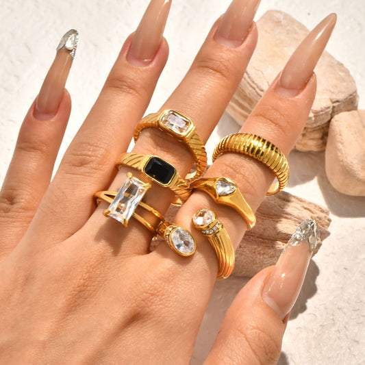Dual Stone Zircon Open Ring (Size 7)
