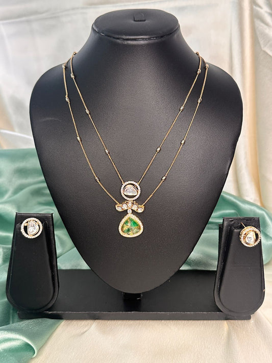 Crystal Bloom double layered chain necklace