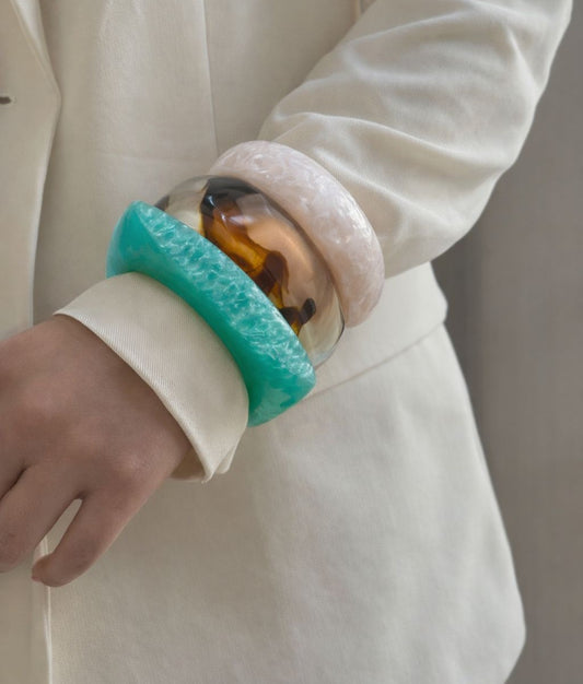 Triple Harmony Resin Bangle Stack