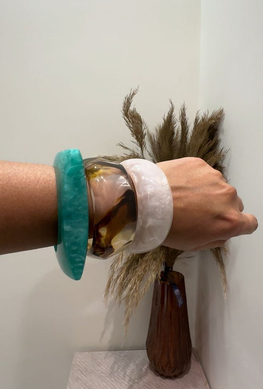 Triple Harmony Resin Bangle Stack