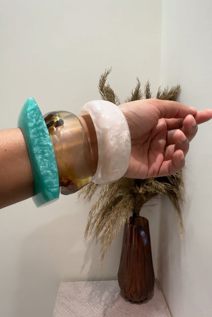 Triple Harmony Resin Bangle Stack